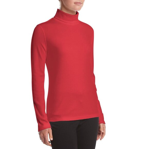 Womens Studio Works Cotton Long Sleeve Turtleneck Shirt Size Small Red  NWT - Picture 2 of 3